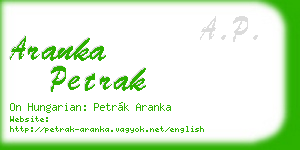 aranka petrak business card