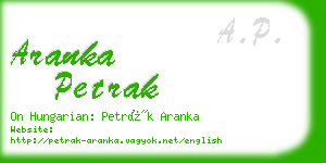 aranka petrak business card